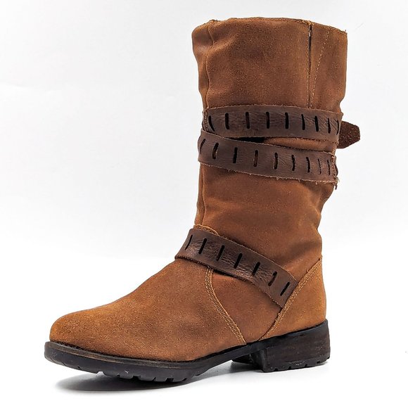 Cougar Women Belt Brown Leather Waterproof Moto Buckle Strap Winter Boots size 6 - Picture 8 of 11